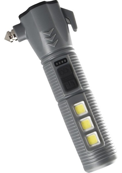 Çok Fonksiyonlu USB Şarj Edilebilir El Feneri Acil Güvenlik Çekiç Çalışma Işığı (Yurt Dışından)