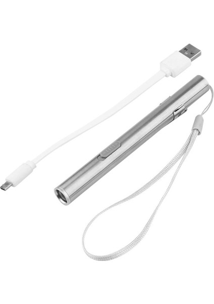 USB Şarj Edilebilir LED El Feneri Güçlü Mini LED Torch Su Geçirmez Tasarım Gümüş (Yurt Dışından)