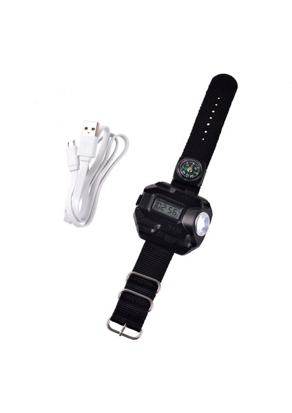 Yfashion LED Işık El Feneri USB Lare Flaş Işığı Pil ile Çok Fonksiyonlu Saat Işığı (Yurt Dışından)