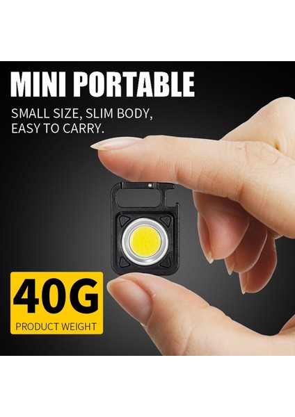 Mini LED Çalışma Işığı Taşınabilir El Feneri USB Şarj Edilebilir Anahtar Işık Kamp Açık Havada Yürüyüş Cob Fener (Yurt Dışından)