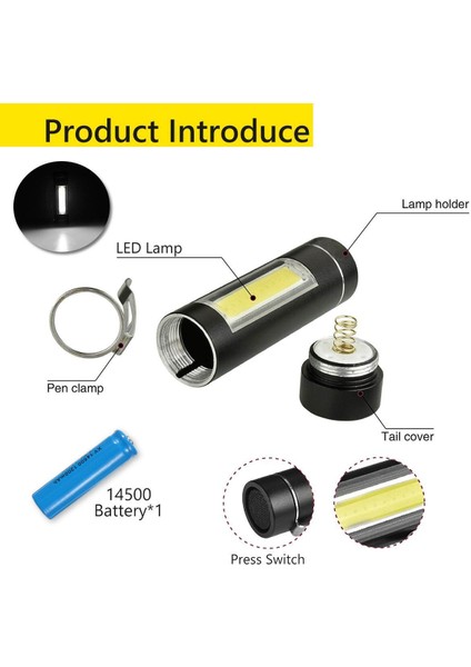 Zoom 10000 Lm Q5 + Cob LED Mini El Feneri 14500 4 Modlu Cep Feneri (Yurt Dışından) fiyatları