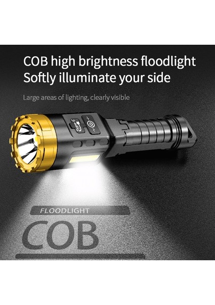 Süper Parlak Güçlü Işık Odaklama LED El Feneri Açık Taşınabilir Ev Dahili Pil Şarj Edilebilir Çok Fonksiyonlu Işık (Yurt Dışından) fırsatları