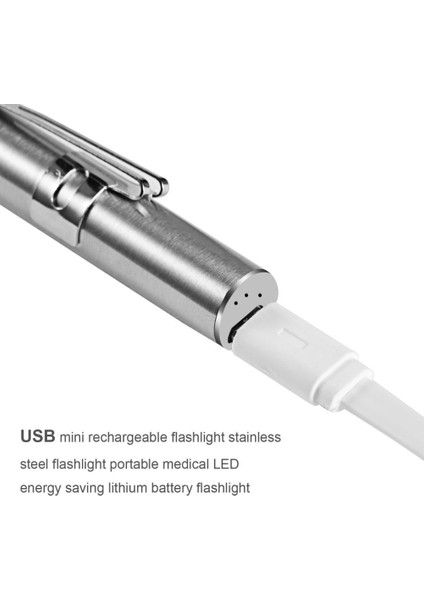 Tıbbi Kullanışlı Kalem Şekilli USB Şarj Edilebilir El Feneri Klipsli LED Torch (Yurt Dışından)