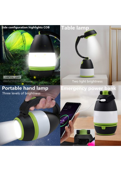 In 1 USB Şarj Taşınabilir Güçlü LED Kamp Işık Fenerler El Fenerleri Okuma Masası Lambası Açık Acil Güç (Yurt Dışından) modelleri