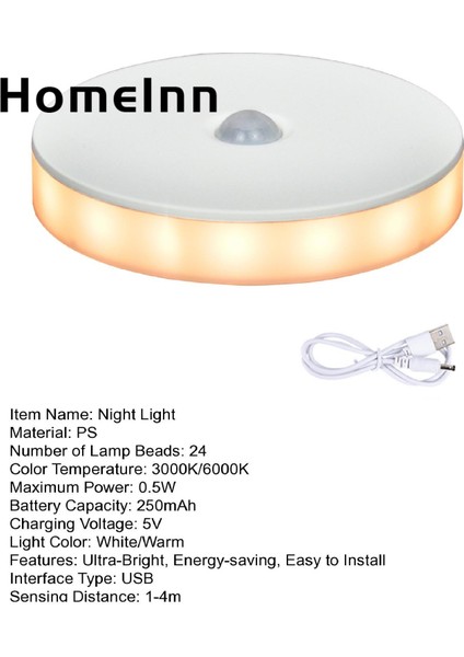 Homeınn Hareket Sensörü Lamba Parlama Önleyici USB Merdiven Otomatik Açma/kapama LED Indüksiyon Lambası (Yurt Dışından) modelleri