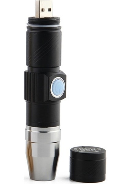 Mini LED El Feneri 365NM Muayene Lambası USB Şarj Uv Torch Işığı - Siyah (Yurt Dışından)