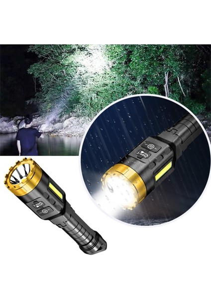 Taşınabilir Çok Fonksiyonlu El Feneri Dış Mekan LED Projektör Cob Yan Işık Arama Lambası (Yurt Dışından)
