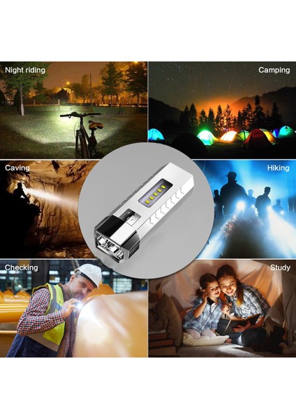 Süper Parlak Mini 2 LED + 5 Cob Güçlü El Feneri USB Şarj Edilebilir Acil Durum Işığı Telefonu Şarj Edebilir (Yurt Dışından)