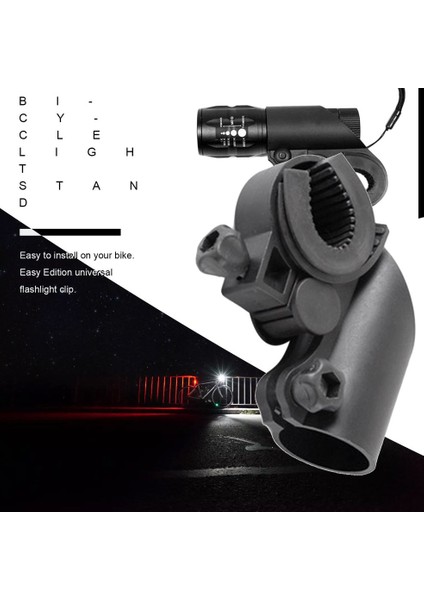 Ma El Feneri LED Torch Bisiklet Bisiklet Gidon Dağı Işık Tutucu Kelepçe Klip-Siyah (Yurt Dışından)