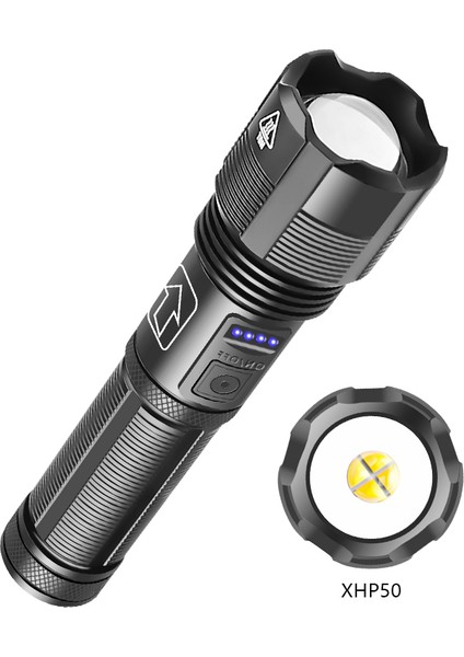 XHP50 LED El Feneri Güçlü 5 Mod USB Şarj Zoom Orch El Işığı (Yurt Dışından)