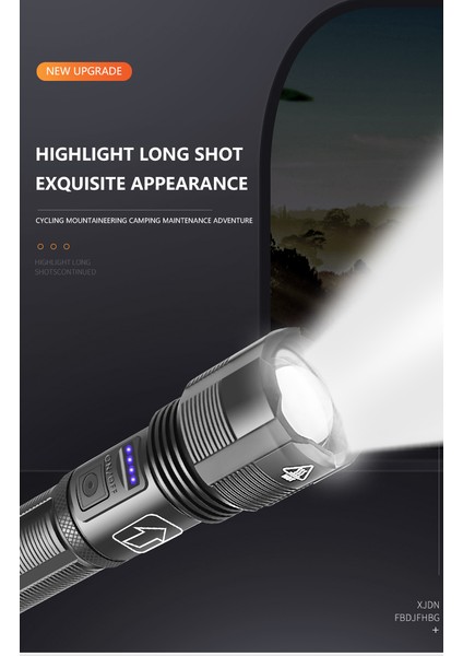 XHP50 LED El Feneri Güçlü 5 Mod USB Şarj Zoom Orch El Işığı (Yurt Dışından)