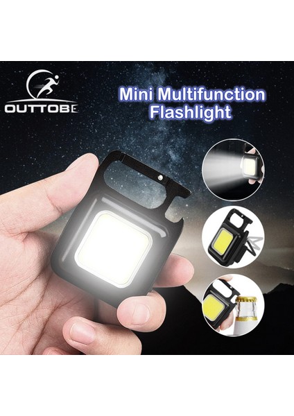Outtobe Mini LED Işık Çalışma Işığı Taşınabilir Cep Lambası Anahtarlıklar USB Şarj Edilebilir Küçük Işık Tirbuşon Su Geçirmez Kamp Feneri Mıknatıs Tasarımı Balıkçılık Lambası 3 Modu (Yurt Dışından)