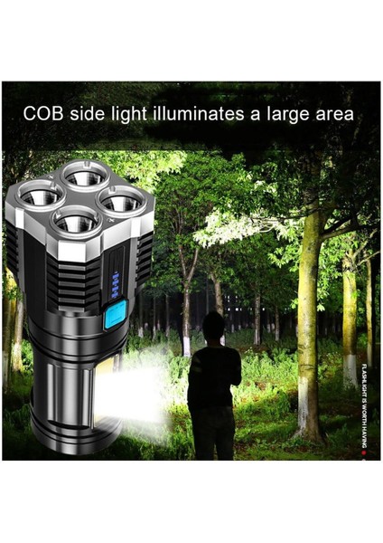 【rongcai】 USB Şarj Edilebilir Ultra Parlak Torch Işığı 4 Mod Projektör LED Taktik El Feneri Ultra Parlak F (Yurt Dışından) fırsatları