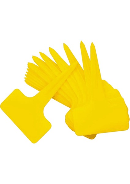 100 Adet Suya Dayanıklı Plastik Bitki Etiketleri T Tipi Fidanlık Bahçe Etiketleri (Sarı) (Yurt Dışından)