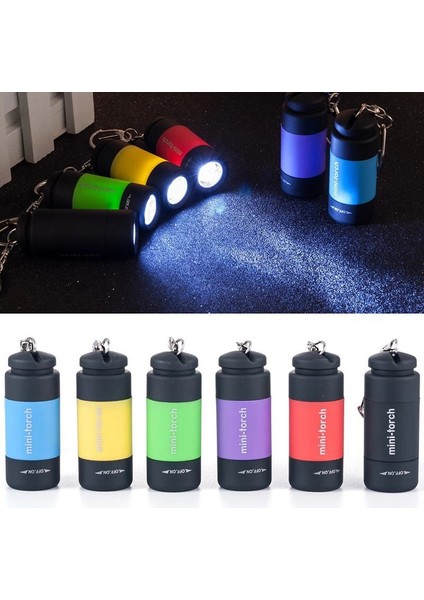 Mini LED El Feneri Anahtarlık Açık Cep Anahtarlık Torch Taşınabilir El Feneri Su Geçirmez USB Şarj Edilebilir Kamp El Fenerleri (Yurt Dışından)