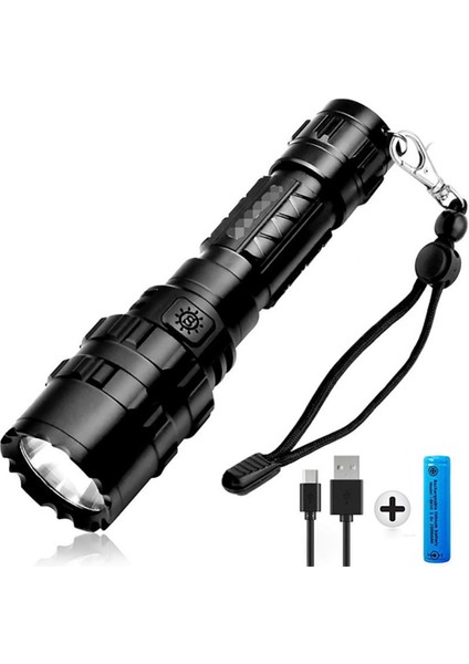 Güçlü Işık El Feneri USB Şarj Ev Taşınabilir Açık Hava Acil Durum Küçük El Feneri Kamp, Dış Mekan (Yurt Dışından) modelleri