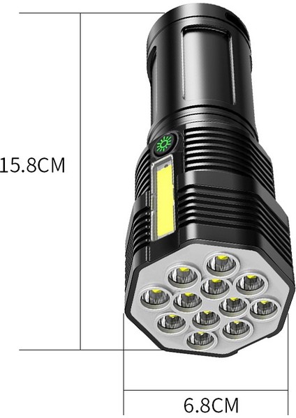 12 Çekirdekli LED El Fenerleri Süper Parlak 4 Mod Aydınlatma Su Geçirmez Açık Kamp Cob Çalışma Işığı (Yurt Dışından)