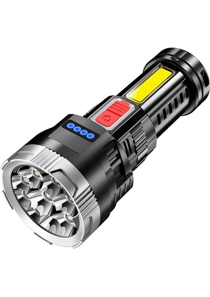 Güçlü Işık El Fenerleri LED Cob 4 Modu Açık Kamp Işık Taşınabilir Torch USB Şarj Edilebilir Yan Çalışma Işığı (Yurt Dışından)