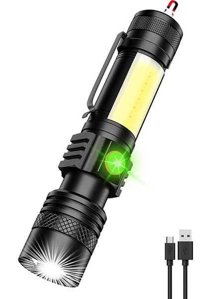 LED Şarjlı El Feneri, Manyetik LED El Feneri, 1 Paket (Yurt Dışından)