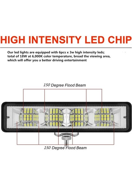 Zoroom Su Geçirmez LED Tekne Işıkları, 6 Inç Deniz Güverte Iskele Işık Tekne Sel Yayıcı Işık Çubuğu, Tekne Farları, Kıç Işık (Yurt Dışından) fırsatları