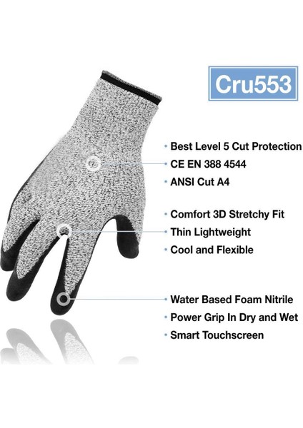 2 Çift Seviye 5 Kesilmeye Dirençli Eldiven 3D Konforlu Esnek Kalıp, Dayanıklı Kavrama Köpük Nitril, Fda Gıdayla Temas Eden, Smart Touch, Ince Makinede Yıkanabilir, Gri 1 Çift (L&xl) (Yurt Dışından) fırsatları