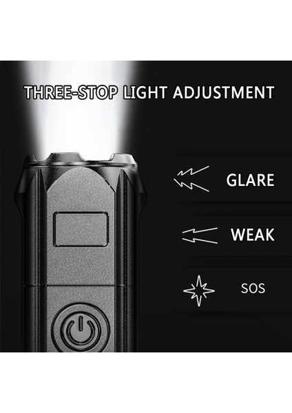 El Feneri Güçlü Işık USB Şarj Edilebilir Zoom Dev Parlak Ev Açık Taşınabilir LED Işıklı El Feneri Ultra Parlak (Yurt Dışından) indirimleri