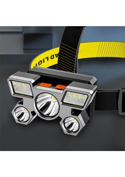 Dış Mekan LED Güçlü Işık Beş Kafa Yüksek Güçlü Balıkçılık Lambası USB Şarj Devriye Kafa Lambası (Yurt Dışından) modelleri