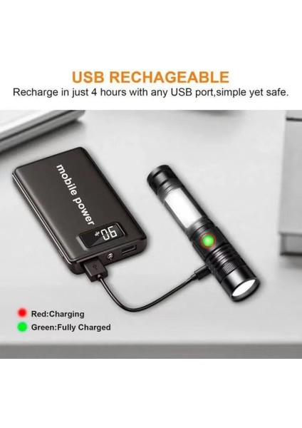 Süper Parlak T6 LED El Feneri USB Şarj Edilebilir Su Geçirmez Cob Zoom Kamp Lambası Taşınabilir 18650 Fener Kuyruk Mıknatıs ile (Yurt Dışından) fiyatları