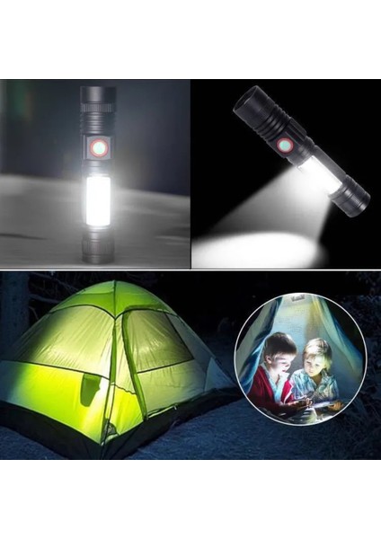 Süper Parlak T6 LED El Feneri USB Şarj Edilebilir Su Geçirmez Cob Zoom Kamp Lambası Taşınabilir 18650 Fener Kuyruk Mıknatıs ile (Yurt Dışından) modelleri