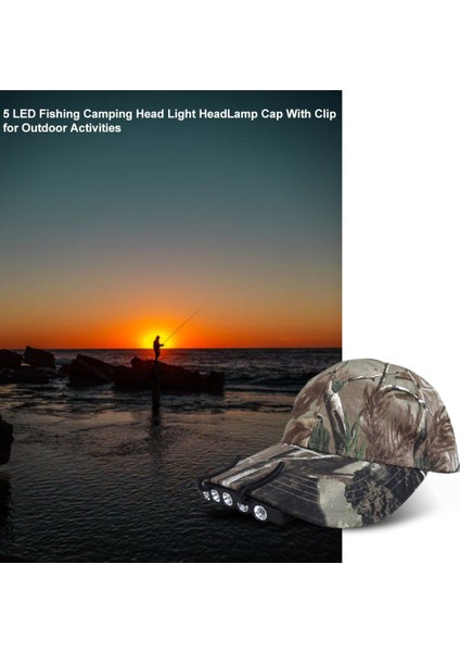 Açık Hava Aktiviteleri Için Klipsli 5 LED Balıkçılık Kamp Kafa Işık Far Kapağı - Siyah (Yurt Dışından) modelleri