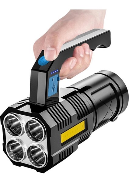 Süper Parlak Dört Kafalı Işık USB Şarj Edilebilir Iç Mekan / Dış Mekan Için Taşınabilir Su Geçirmez El Feneri (Yurt Dışından) indirimleri