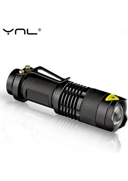 Ynl Mini LED El Feneri Q5 Su Geçirmez 2000LM Hiçbir Tazer 3 Mod Yakınlaştırılabilir Ayarlanabilir Odak Taşınabilir Işık Kullanımı Aa 14500 Pil (Yurt Dışından)
