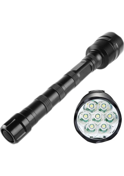 Taşınabilir Çok Fonksiyonlu Süper Parlak Yüksek Güçlü Alüminyum Alaşımlı El Feneri-Siyah 7 LED Işık (Yurt Dışından)