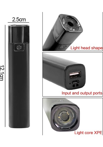LED El Fenerleri Xpe USB Şarj Edilebilir Mini Flaş Işığı 3 Modlu Çalışma Işığı Dış Mekan Lambası (Yurt Dışından)