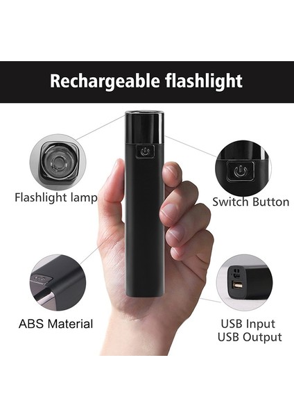 LED El Fenerleri Xpe USB Şarj Edilebilir Mini Flaş Işığı 3 Modlu Çalışma Işığı Dış Mekan Lambası (Yurt Dışından)