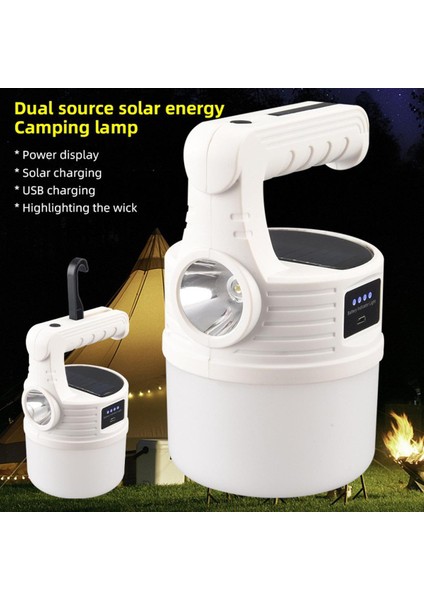 Güneş Enerjili Şarj Işığı LED Kamp Işığı Çalışma Işığı Acil Durum Işığı 10 Aydınlatma Modu El Feneri (Yurt Dışından)