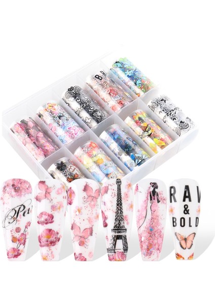 Lısm 4*100 cm Holografik Nail Art Transfer Folyo Etiket Yıldızlı Ab Kağıt Sarar Yapışkanlı Çıkartmalar Çivi Dekorasyon Aksesuarları (Yurt Dışından)