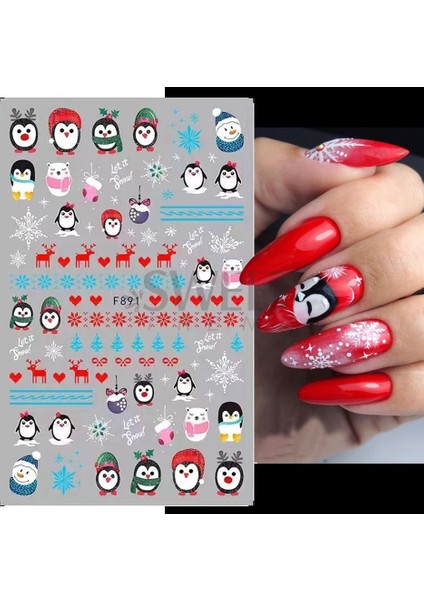 Kırmızı Noel Baba Nail Art Dekorasyon Çıkartması 2022 Benzersiz Çivi Penguen Kar Tanesi Kış Yeni Yıl 3D Kaydırıcılar Manikür Dekor SAF889 (Yurt Dışından) fiyatları