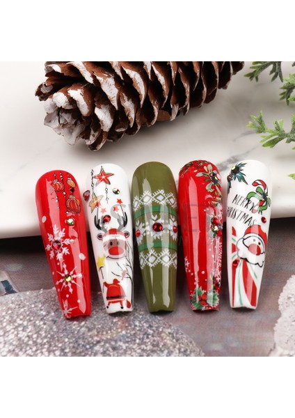 Kırmızı Noel Baba Nail Art Dekorasyon Çıkartması 2022 Benzersiz Çivi Penguen Kar Tanesi Kış Yeni Yıl 3D Kaydırıcılar Manikür Dekor SAF889 (Yurt Dışından) fırsatları