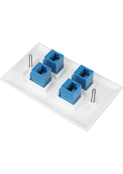 Cat7/6/6e/5/5e Ethernet Cihazları Için Ethernet Duvar Plakası 4 Bağlantı Noktası - Mavi (Yurt Dışından)