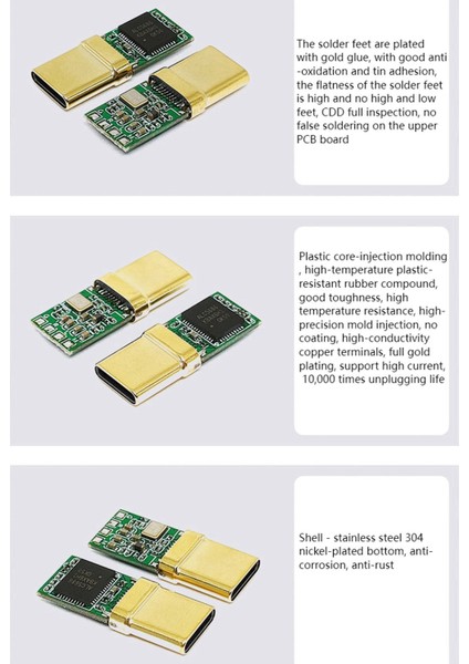 Usb-C Erkek Fiş, Altın Kaplama 1u, Hızlı Şarj Konektörü Dıy Adaptörü (Yurt Dışından)