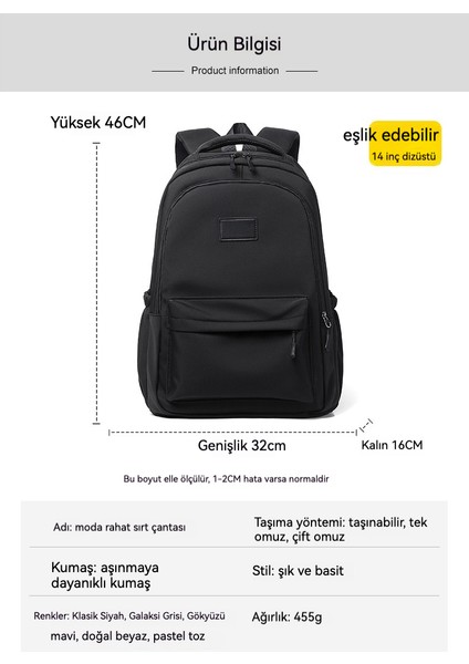 Hafif Seyahat Sırt Çantası Üniversite Öğrencisi Basit Sırt Çantası (Yurt Dışından) fırsatları