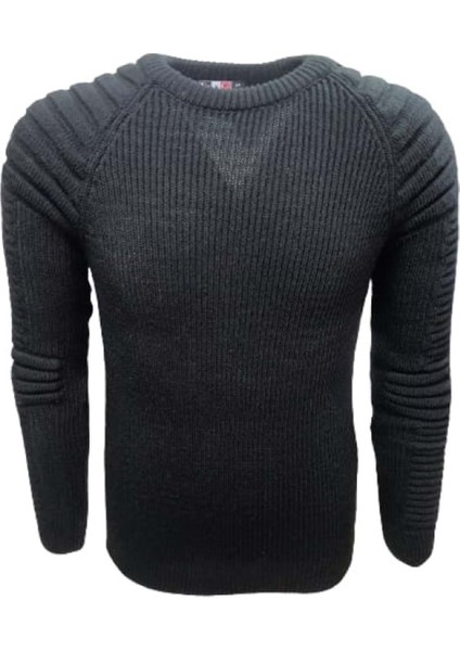 C1006 Erkek Triko Basic Bisiklet Yaka Kalın Kazak - C1006 - Siyah - ST00270-SIYAH-XXL
