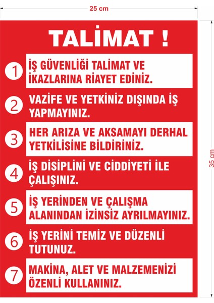 Isg Talimatı Utarıikaz Tabelası