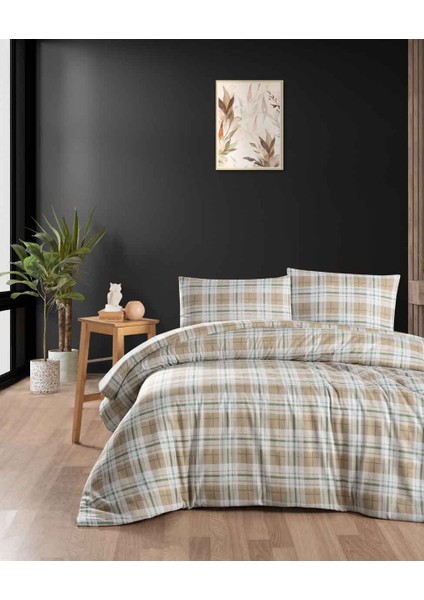 Cotton Collection Flanel R Çift Kişilik Nevresim Takımı Harvest Sarı