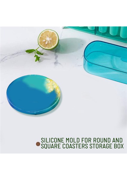 Coaster Reçine Kalıpları Seti Silikon Coaster Saklama Kutusu Kalıp Dikdörtgen Yuvarlak Epoksi Döküm Kalıp Dıy Sanat Zanaat Için (Yurt Dışından)