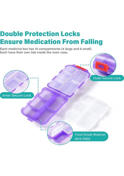 6'lı Seyahat Hap Organizatörü, 10 Bölmeli Hap Tutucu Kutusu, Kabı Kılıfı-Haftalık/günlük Seyahat Için, Dış Mekan (Yurt Dışından) modelleri