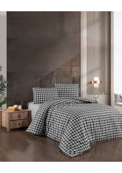 Menderes Home Cotton Collection Flanel R Tek Kişilik Nevresim Takımı Mongar Siyah