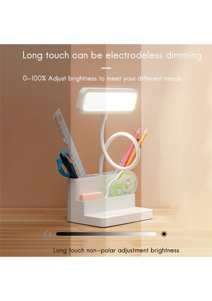 Çocuklar Için LED Masa Lambası Kalem Depolama Göz Koruması Kademesiz Karartma Masa Lambası Çalışma Öğrenci Lambası Ofis Beyaz (Yurt Dışından) fiyatları