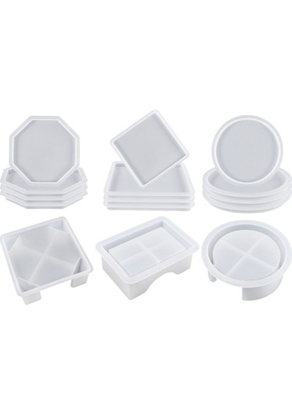 15 Adet Coaster Reçine Kalıpları Silikon, Yuvarlak Kare Sekizgen Şekilli Tutucu Kalıpları ile Coaster Kalıpları, Coaster Silikon Kalıpları (Yurt Dışından)